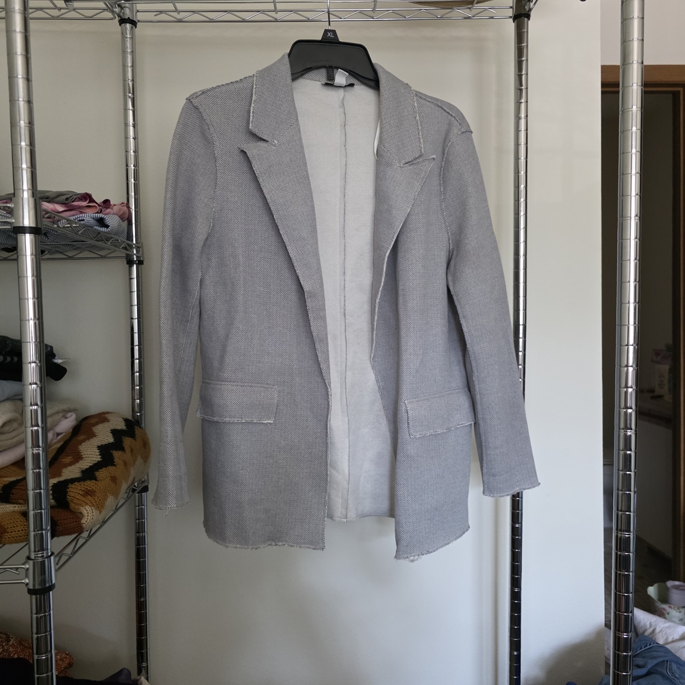 Topshop Cream and Gray Textured Blazer